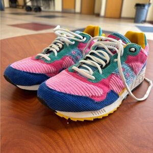 Saucony Pink and Blue Corduroy Sneakers